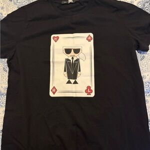 Karl Lagerfeld Black Short Sleeve Tee with Graphic Design